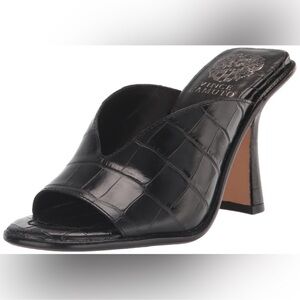Vince Camuto Mershid Black Croc Embossed Leather Mule Heel Women’s 8